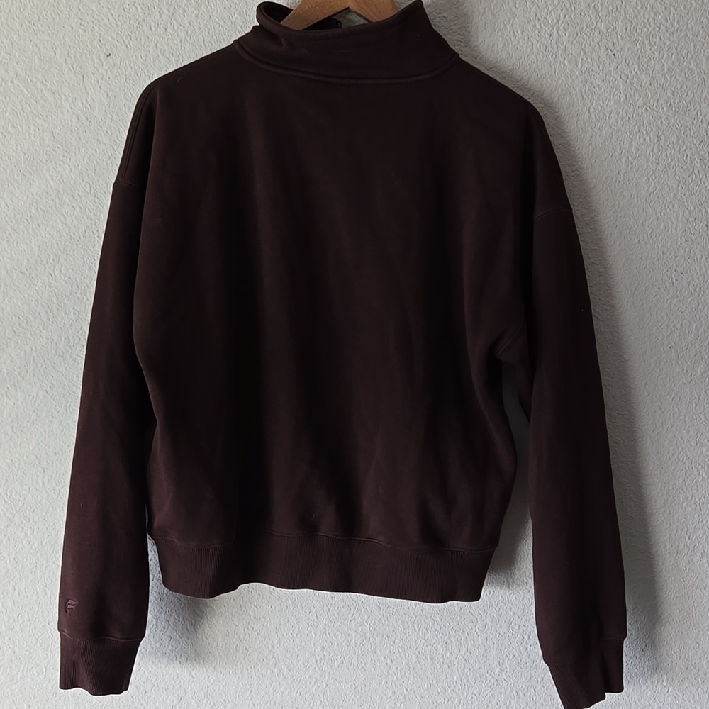 Fabletics Athletic Chocolate Brown Pullover Quarter Zip Sweatshirt Size XL - Picture 5 of 6
